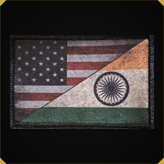 India USA Flag Morale Patch