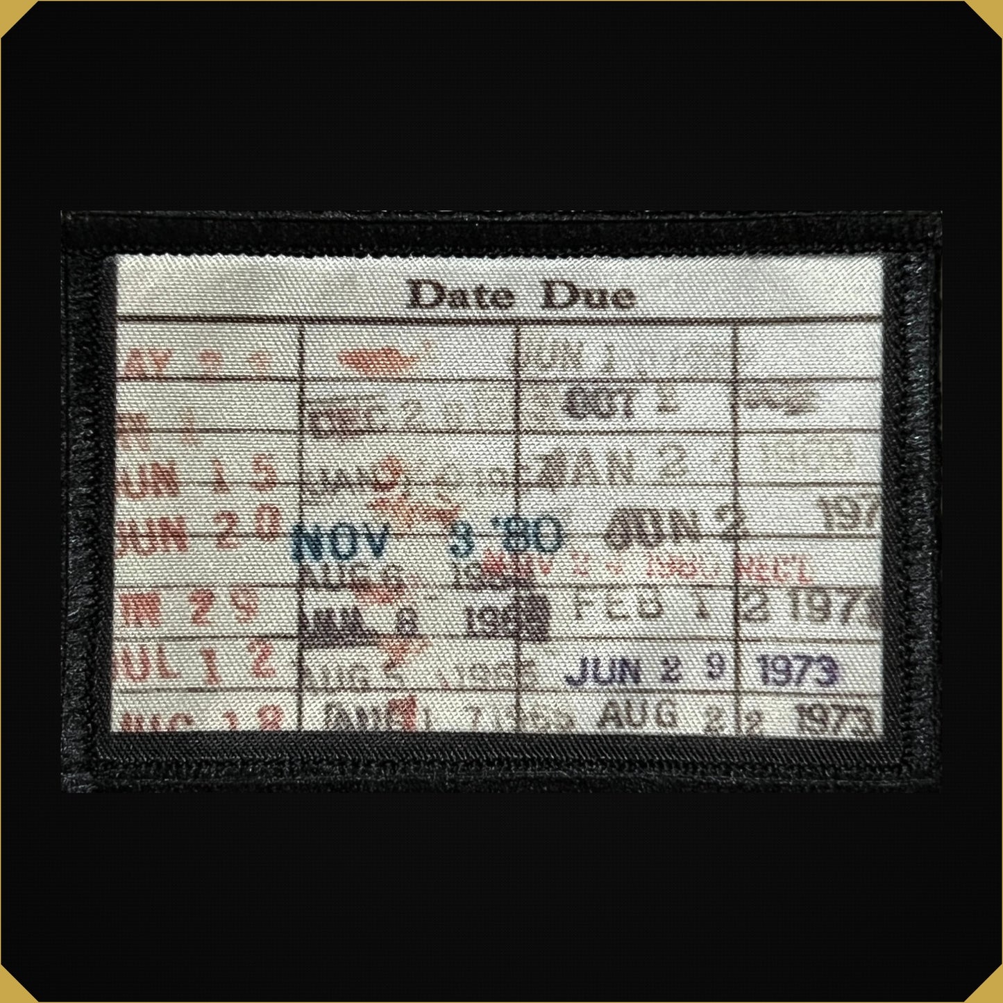 Library Due Dates Card Morale Patch 2x3"