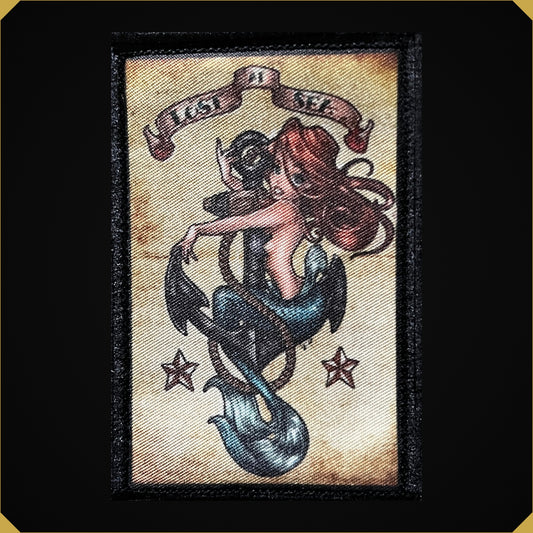 Lost at Sea Mermaid Tattoo Morale Patch