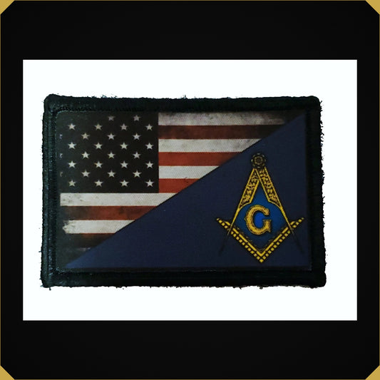 Masonic Compass / USA FLAG Morale Patch