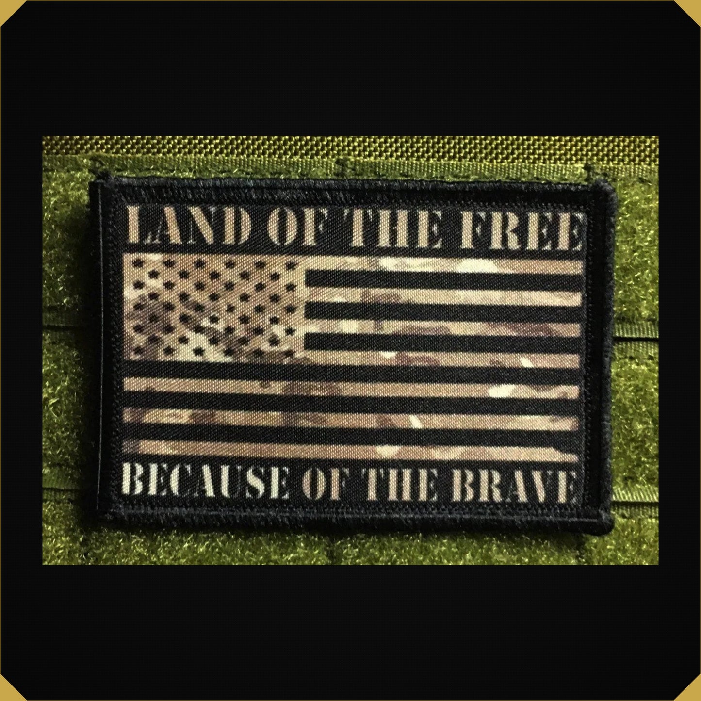 Multicam American Flag Because of the Brave Morale Patch