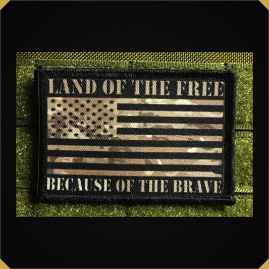 Multicam American Flag Because of the Brave Morale Patch