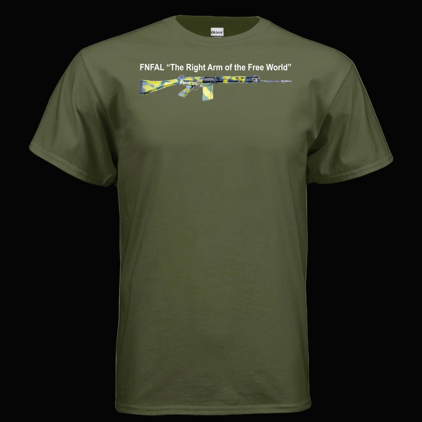 FN FAL T Shirt Right Arm of the Free World Rhodesian Camo