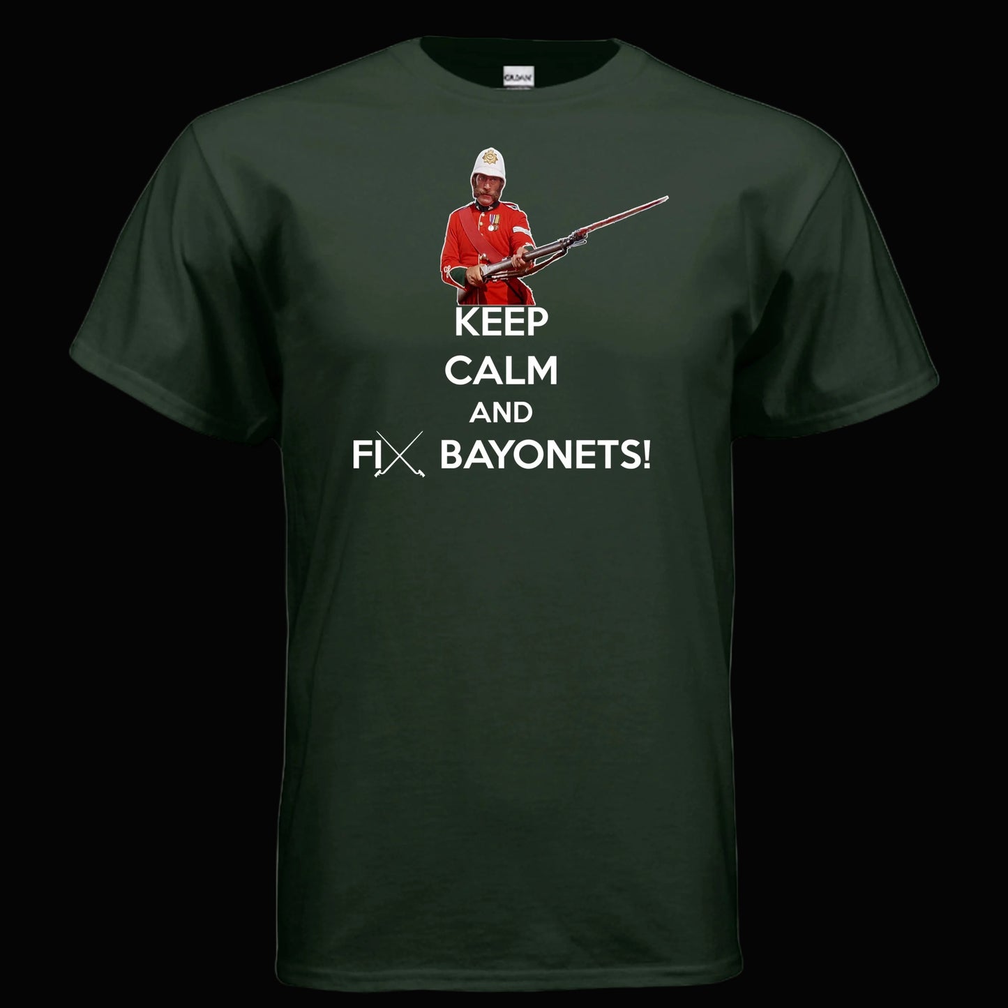 Keep Calm and Fix Bayonets T Shirt Martini Henry Zulu Movie Sgt Bourne