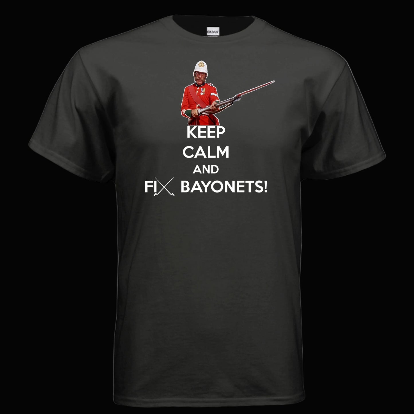 Keep Calm and Fix Bayonets T Shirt Martini Henry Zulu Movie Sgt Bourne