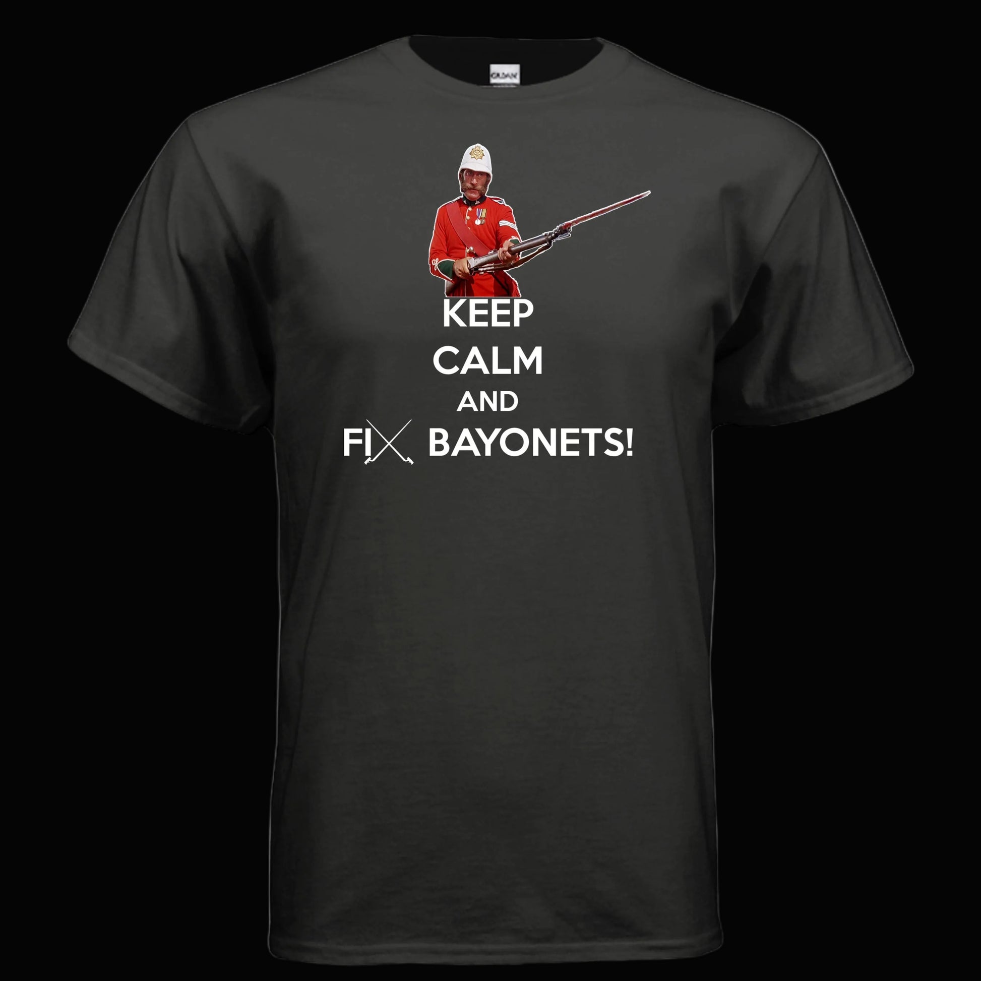 Keep Calm and Fix Bayonets T Shirt Martini Henry Zulu Movie Sgt Bourne