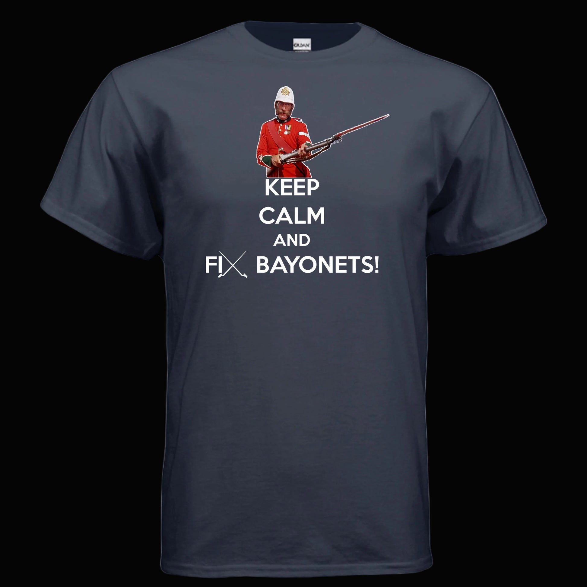Keep Calm and Fix Bayonets T Shirt Martini Henry Zulu Movie Sgt Bourne