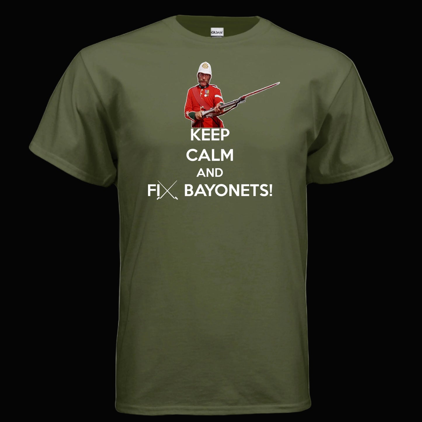Keep Calm and Fix Bayonets T Shirt Martini Henry Zulu Movie Sgt Bourne