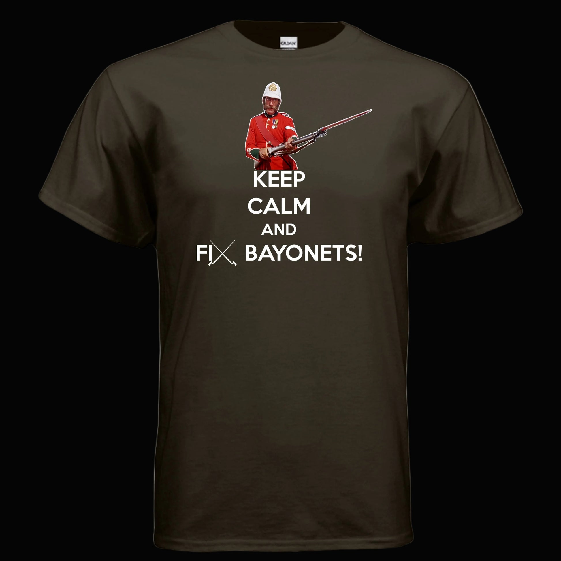 Keep Calm and Fix Bayonets T Shirt Martini Henry Zulu Movie Sgt Bourne