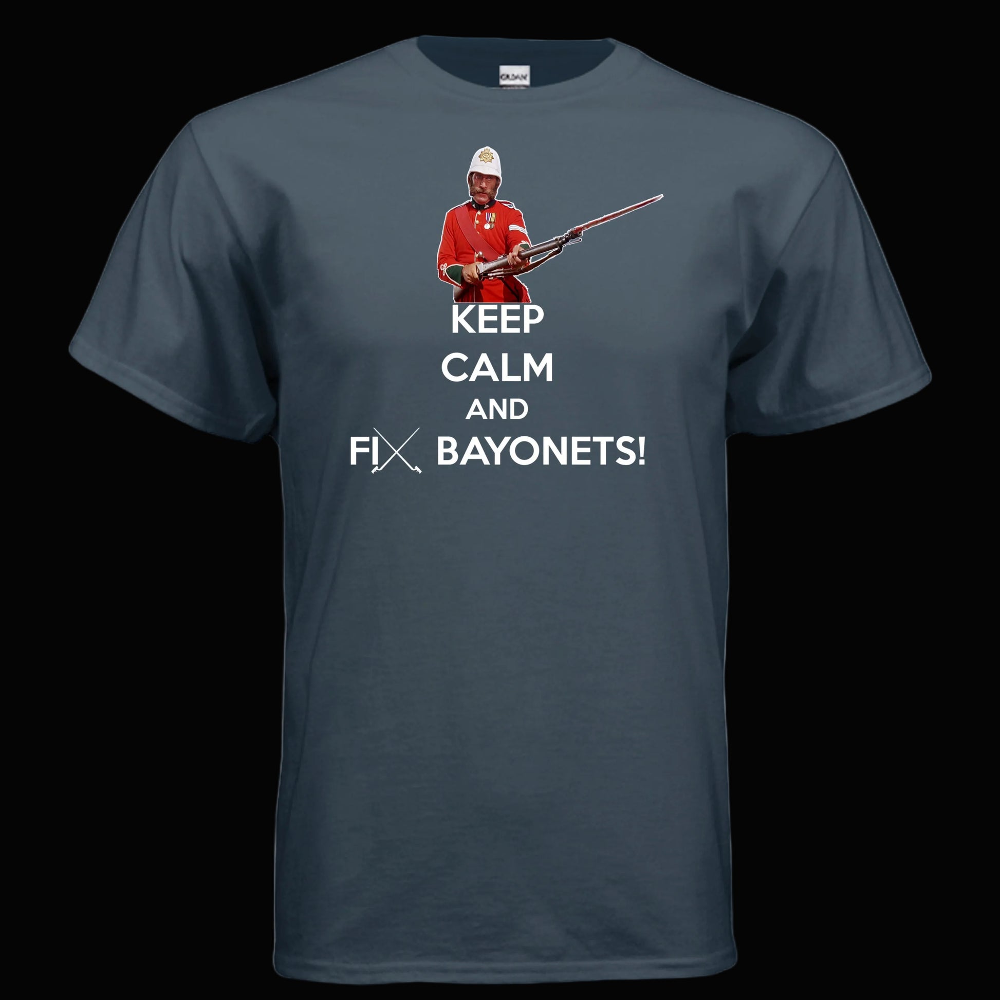 Keep Calm and Fix Bayonets T Shirt Martini Henry Zulu Movie Sgt Bourne