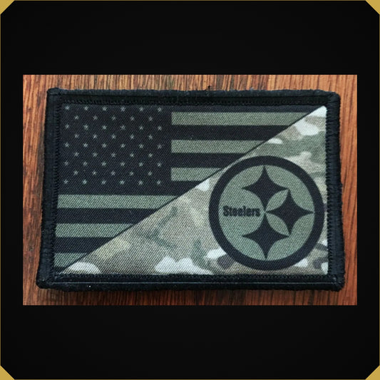 USA Flag / Pittsburgh Steelers Multicam Morale Patch