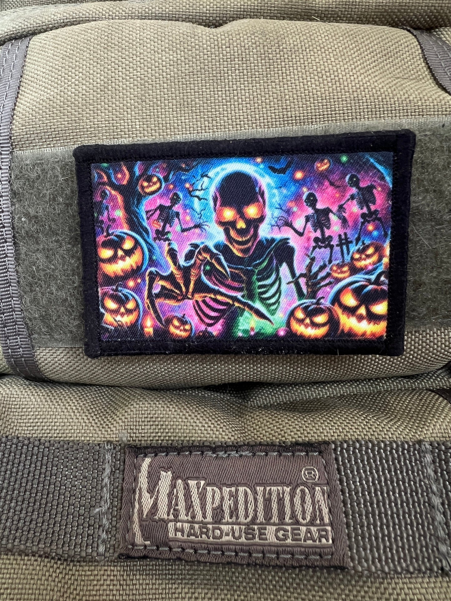 Creepy Skeletons and Pumpkins Halloween Morale Patch