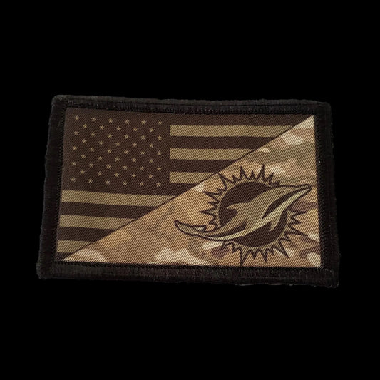 Subdued Miami Dolphins USA Flag Multicam Morale Patch