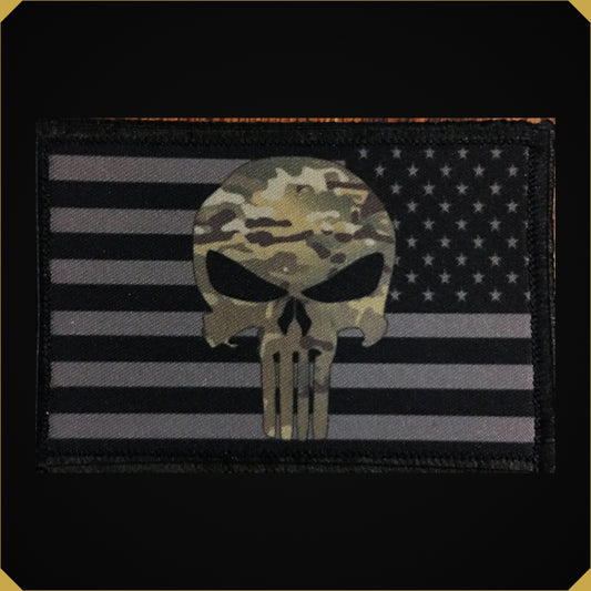 Subdued Multicam Punisher American Flag Morale Patch