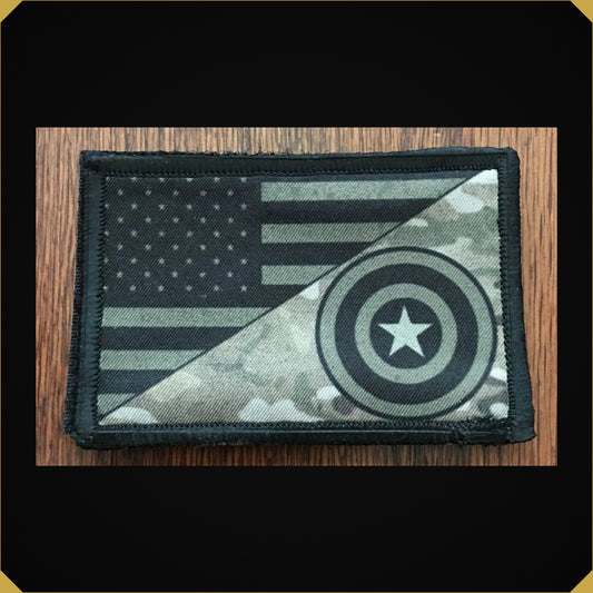 Subdued USA Flag Captain America Shield Morale Patch