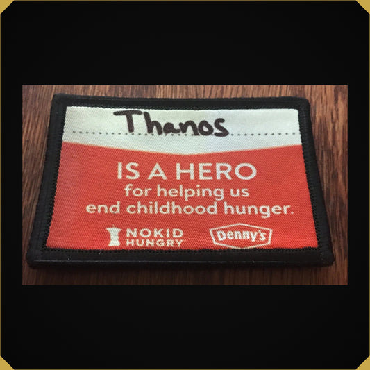 'End Child Hunger' Thanos Name Badge 2x3 Avengers themed Morale Patch