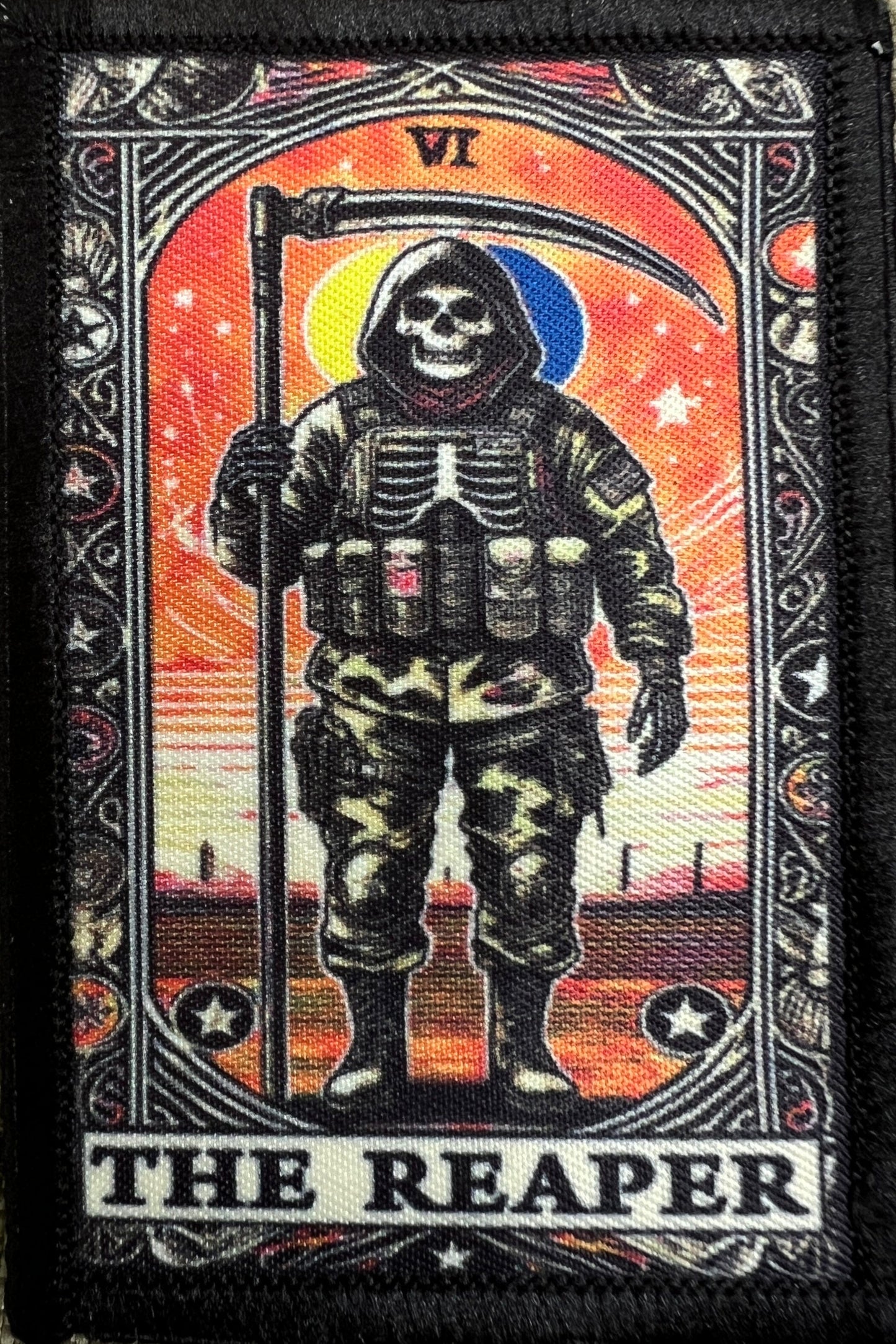 The Reaper Tarot Card Morale Patch. Tactical Custom Velcro Patch