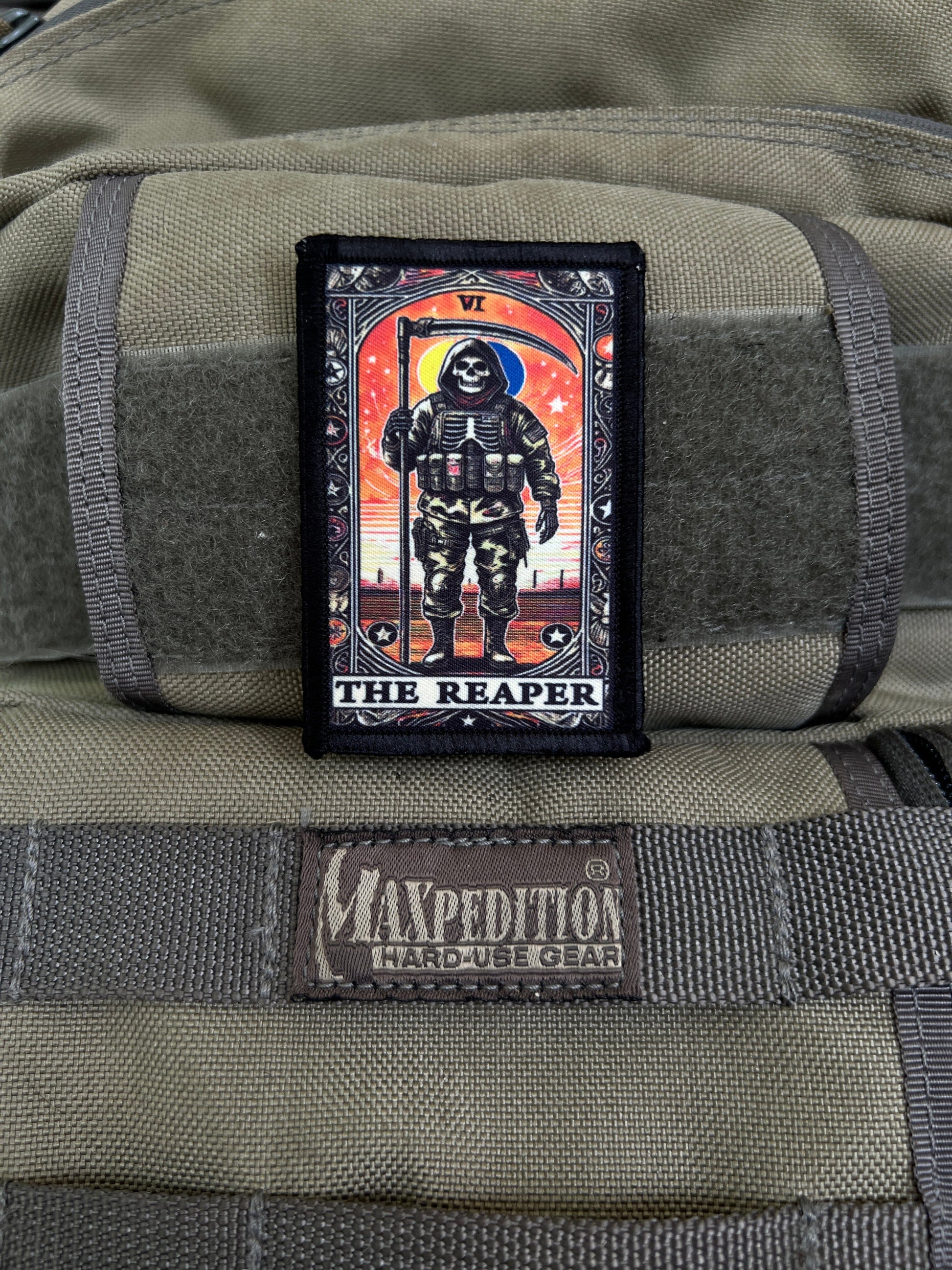 The Reaper Tarot Card Morale Patch. Tactical Custom Velcro Patch