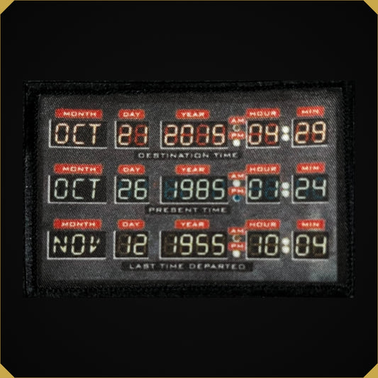 Time Machine Dashboard Calendar/Clock 2x3 Back to the Future themed Morale Patch