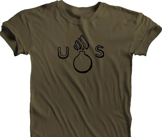 WWII US Army Flaming Bomb T Shirt T Shirts Redheaded T Shirts Small Olive Drab 