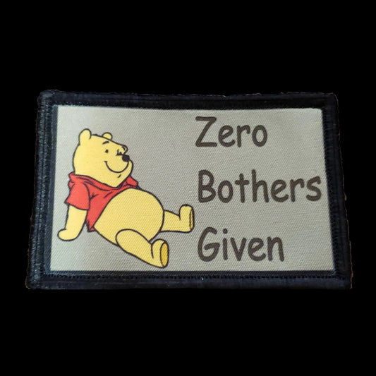 'Zero Bothers Given' Winnie The Pooh themed 2x3 Morale Patch