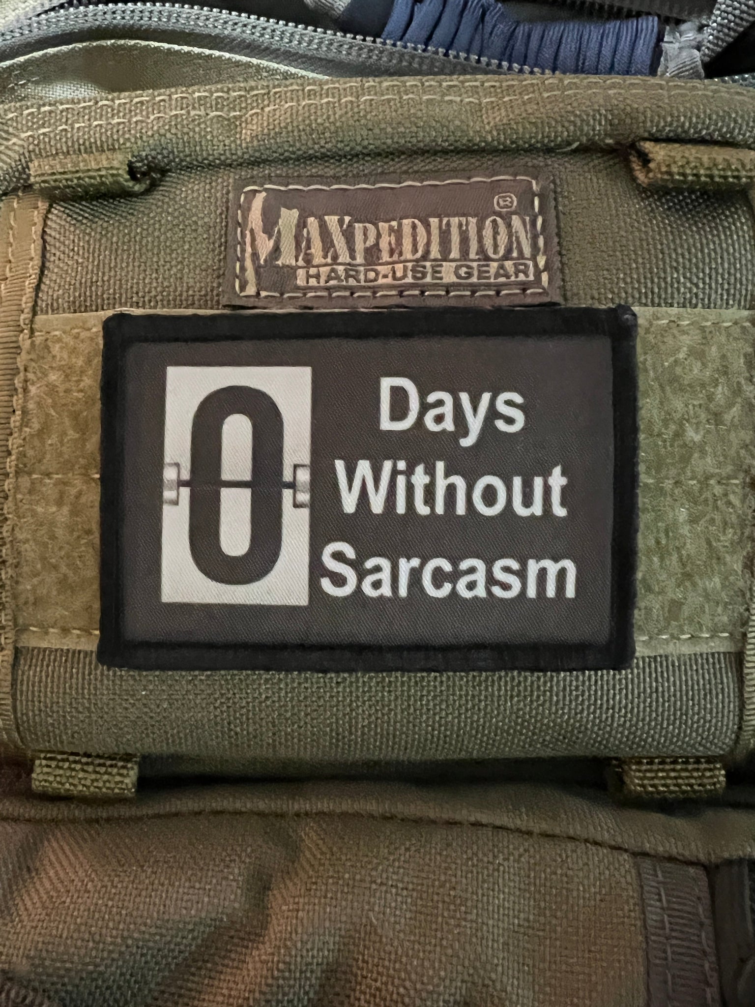 0 Days Without Sarcasm Morale Patch Morale Patches Redheaded T Shirts 
