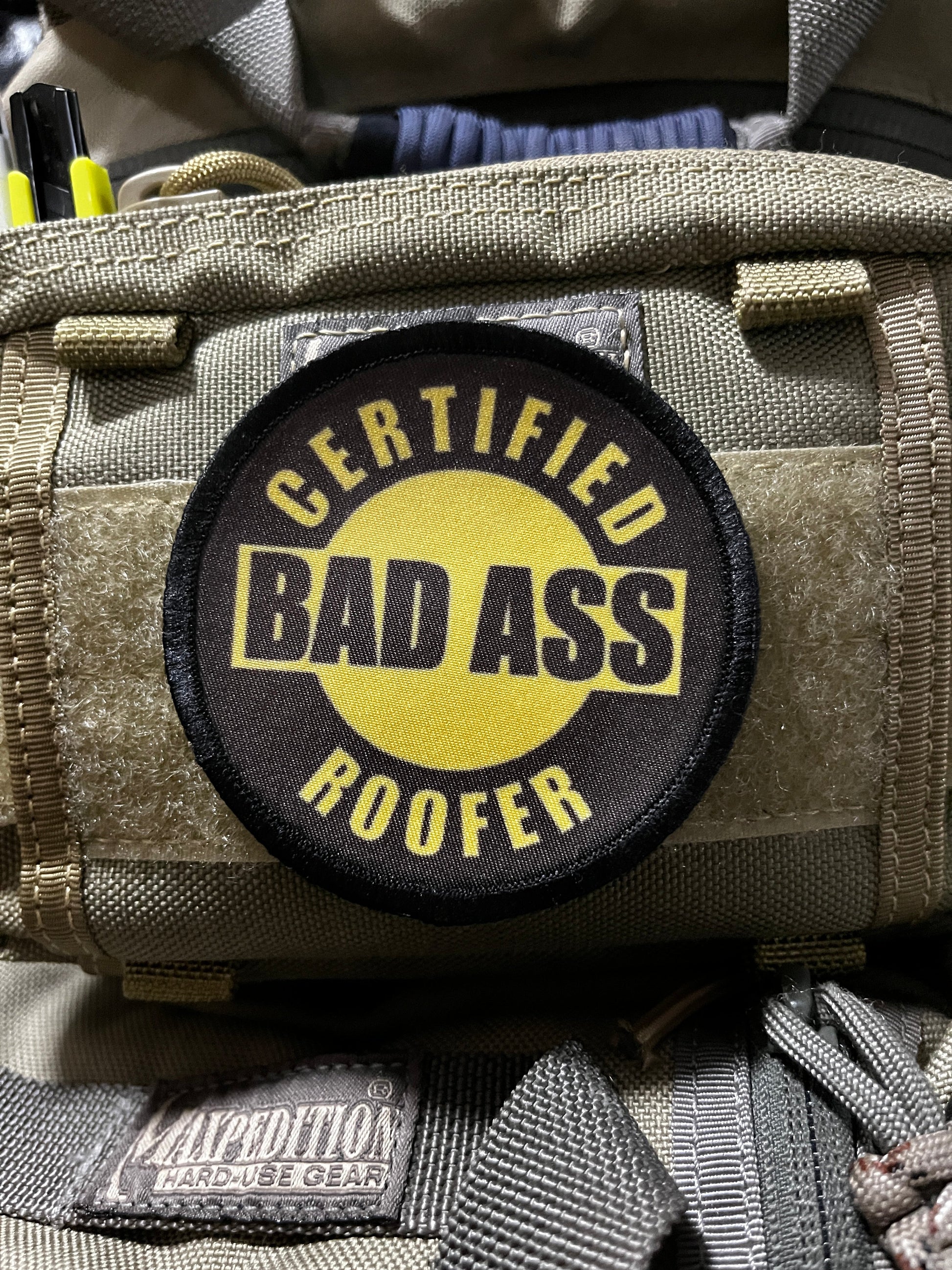 3" Certified Badass Roofer Morale Patch Morale Patches Redheaded T Shirts 