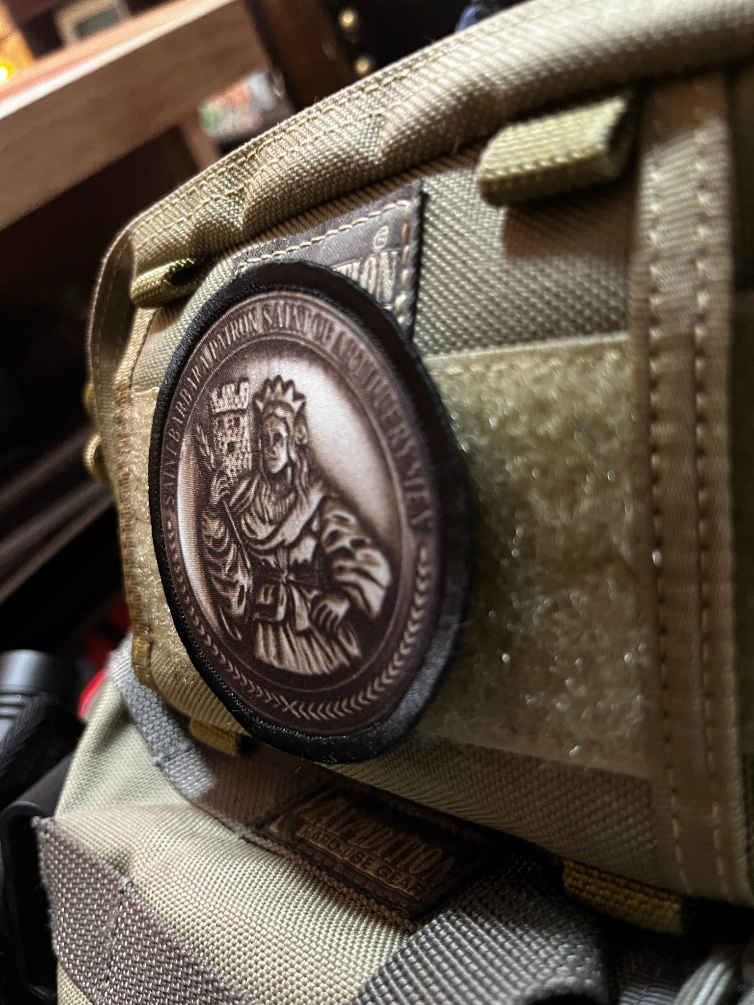 Brown Leather Topo Velcro Morale Patches