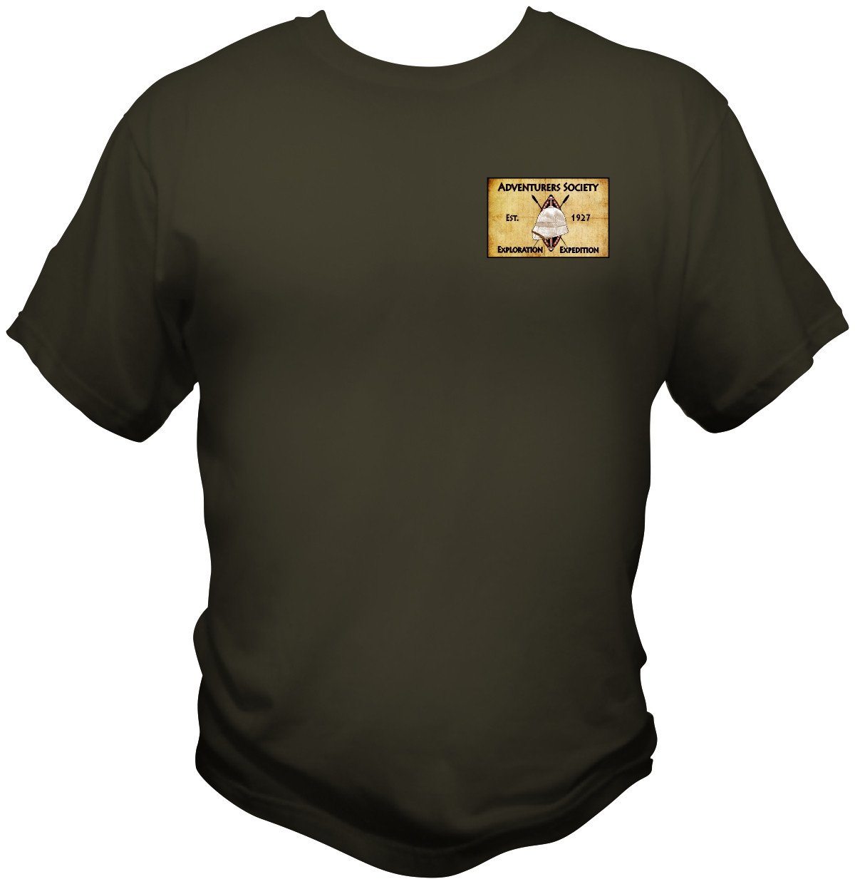 Adventurers Society T Shirt T Shirts Redheaded T Shirts Small Olive Drab 