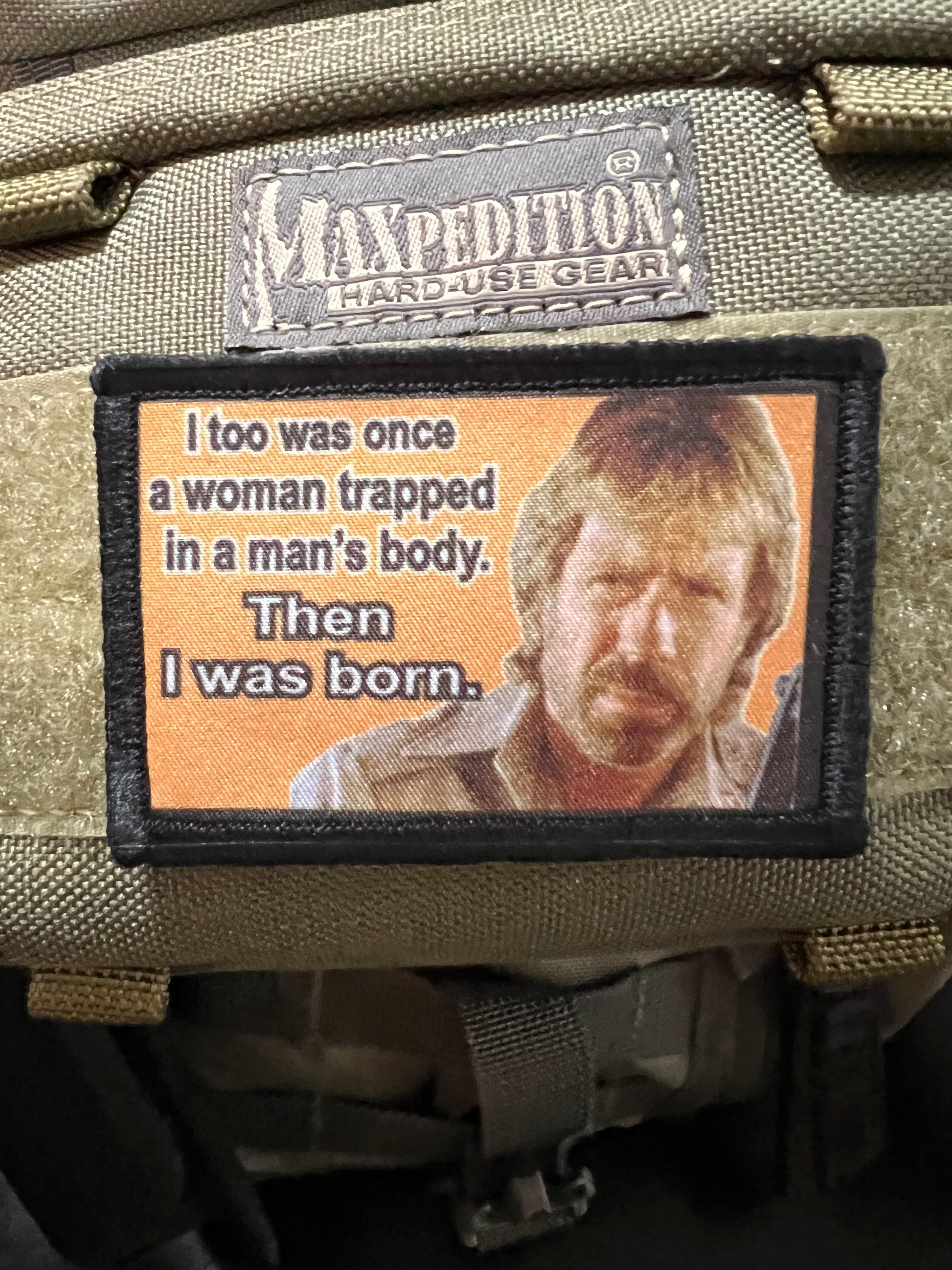 Chuck Norris "Then I was Born" Morale Patch Morale Patches Redheaded T Shirts 