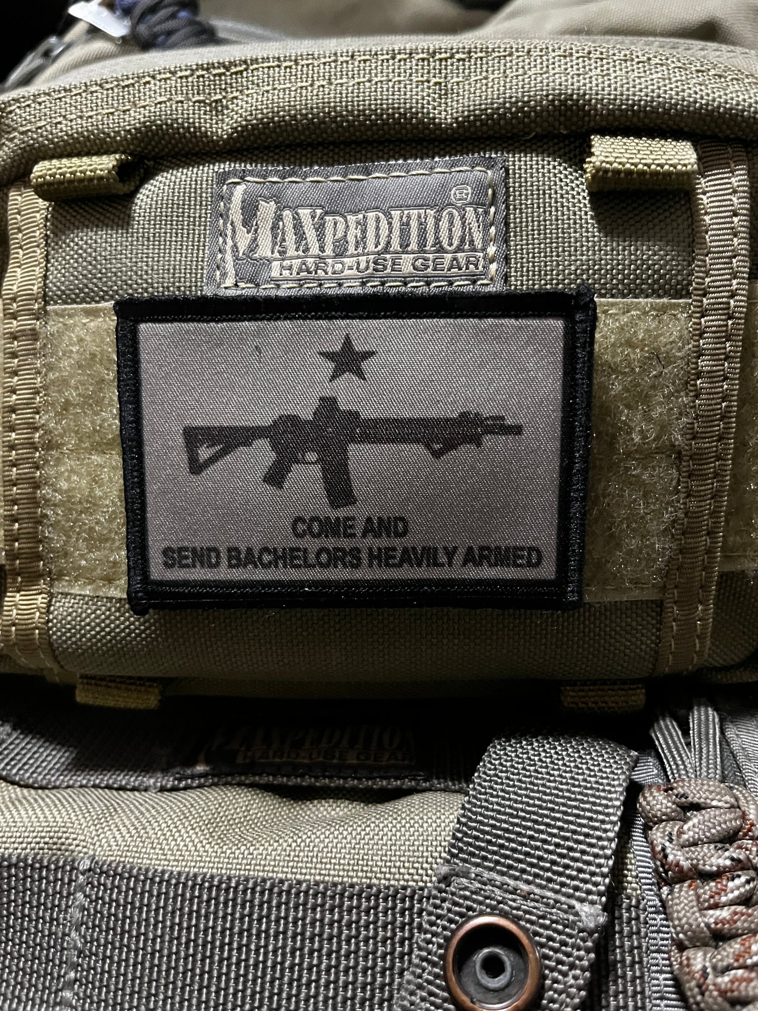 Come and Send Bachelors Heavily Armed Morale Patch Morale Patches Redheaded T Shirts 