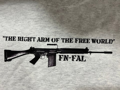 FN FAL Right Arm of the Free World T Shirt T Shirts Redheaded T Shirts Small Grey 