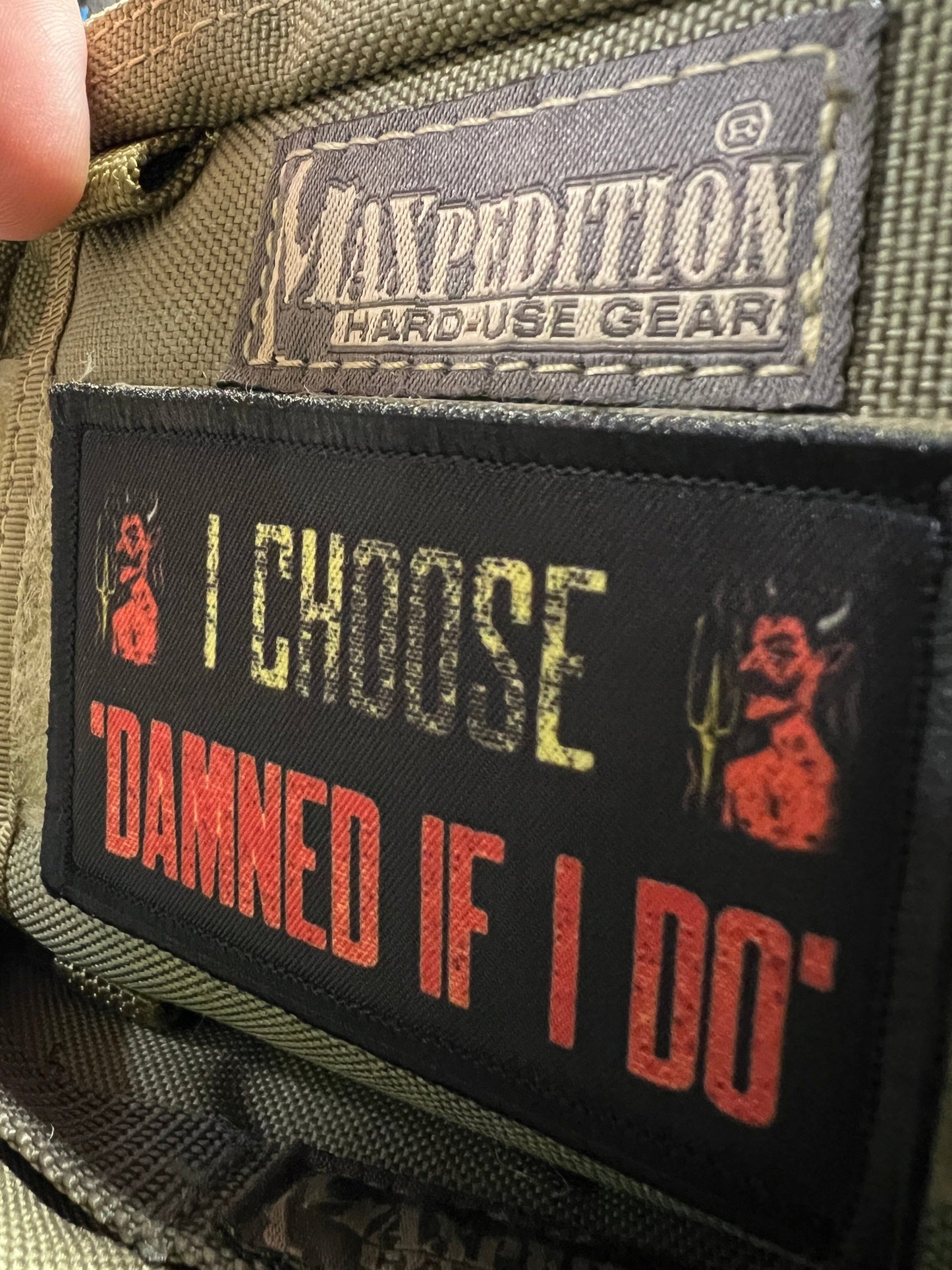 I Choose "Damned If I Do" Morale Patch Morale Patches Redheaded T Shirts 