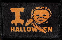 I Love Halloween Michael Myers Morale Patch Morale Patches Redheaded T Shirts 