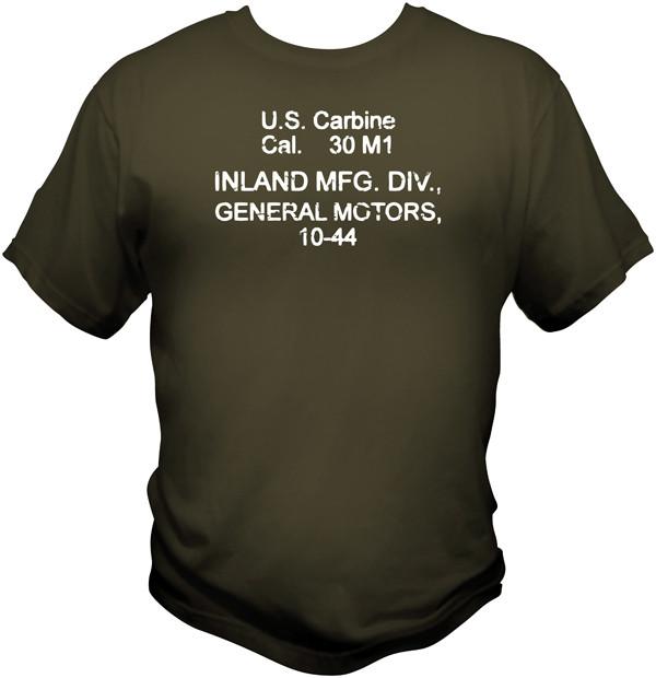 Inland M1 Carbine Receiver Stamp T Shirt T Shirts Redheaded T Shirts Small Olive Drab 