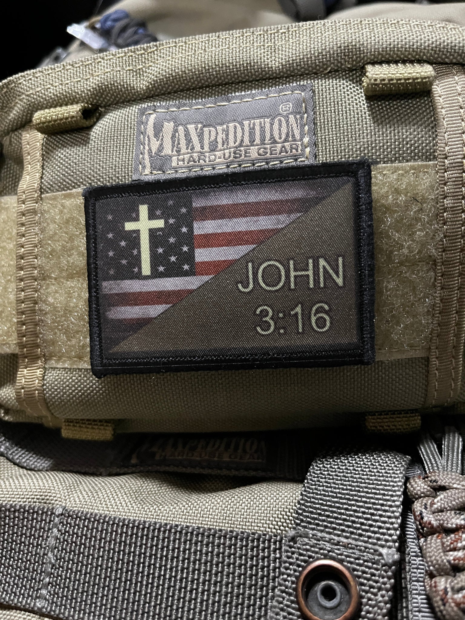 John 3:16 USA Flag Morale Patch Morale Patches Redheaded T Shirts 