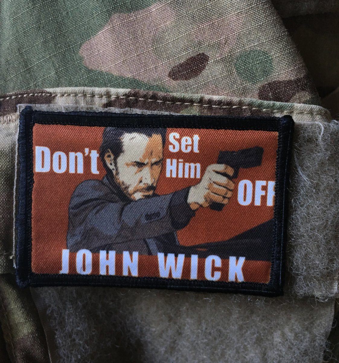 John Wick 'Don't Set Him Off' Morale Velcro Morale Patch Morale Patches Redheaded T Shirts 