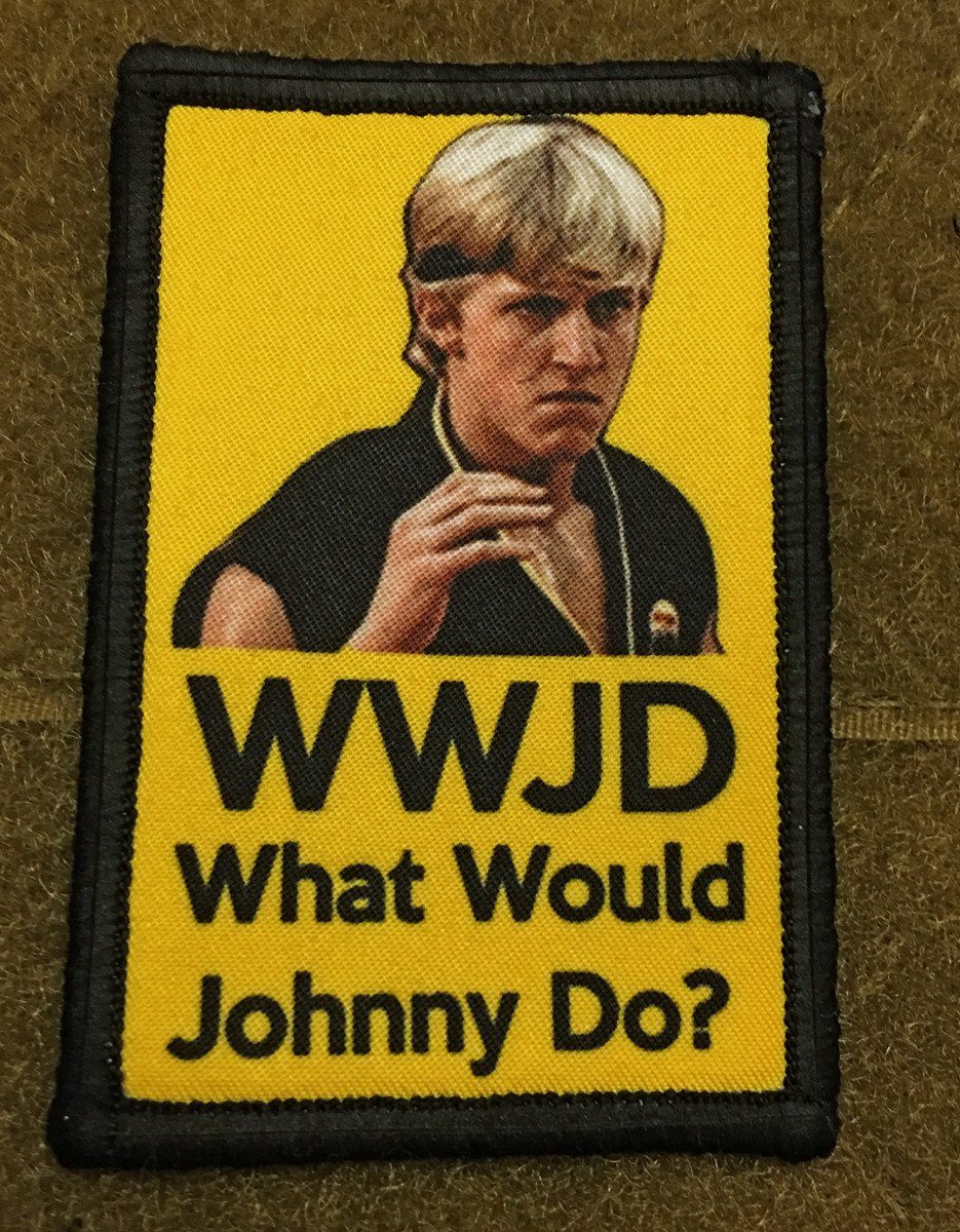Karate Kid Movie WWJD (What Would Johnny Do?) Morale Patch Morale Patches Redheaded T Shirts 