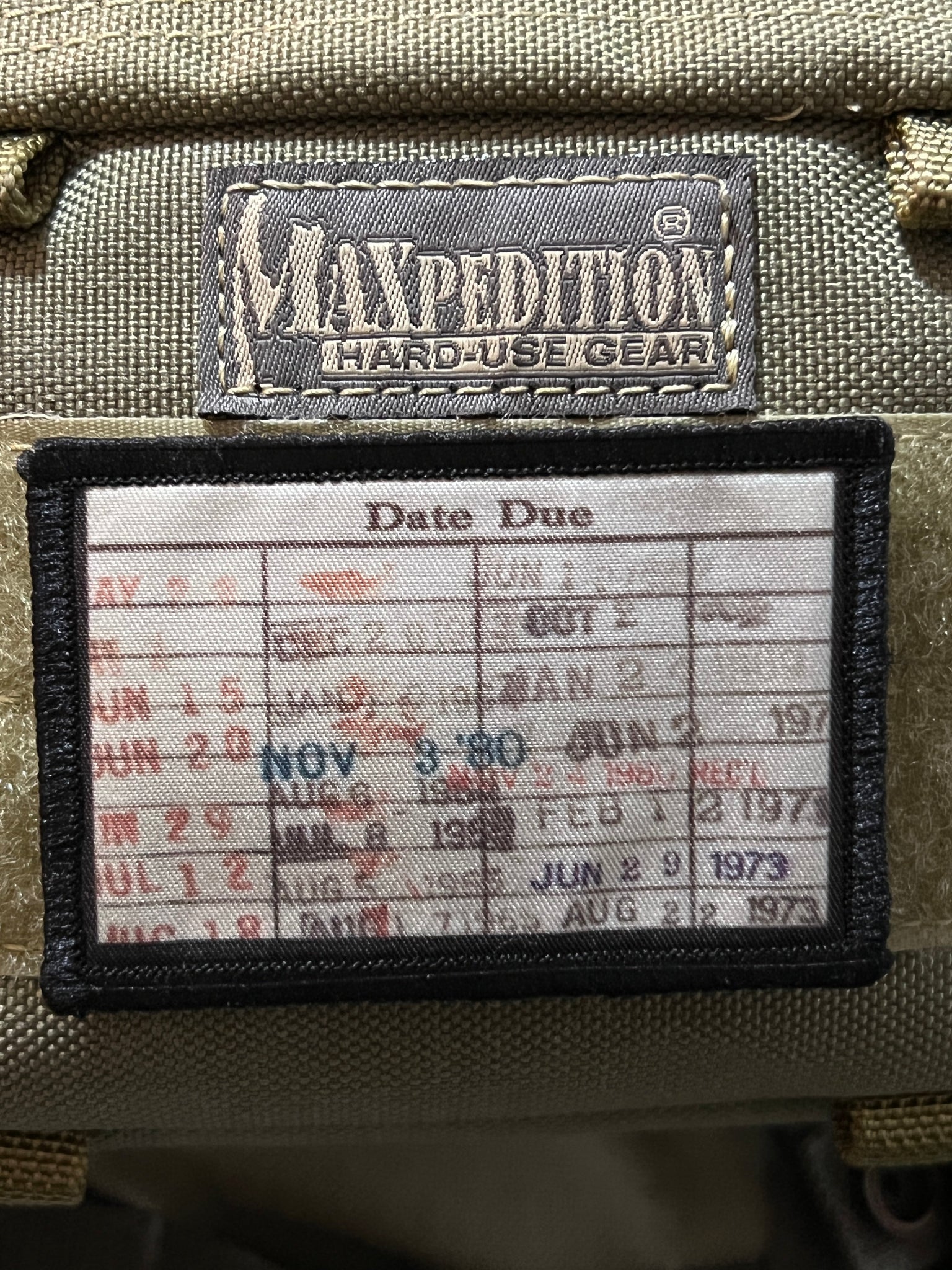 Library Due Dates Card Morale Patch 2x3