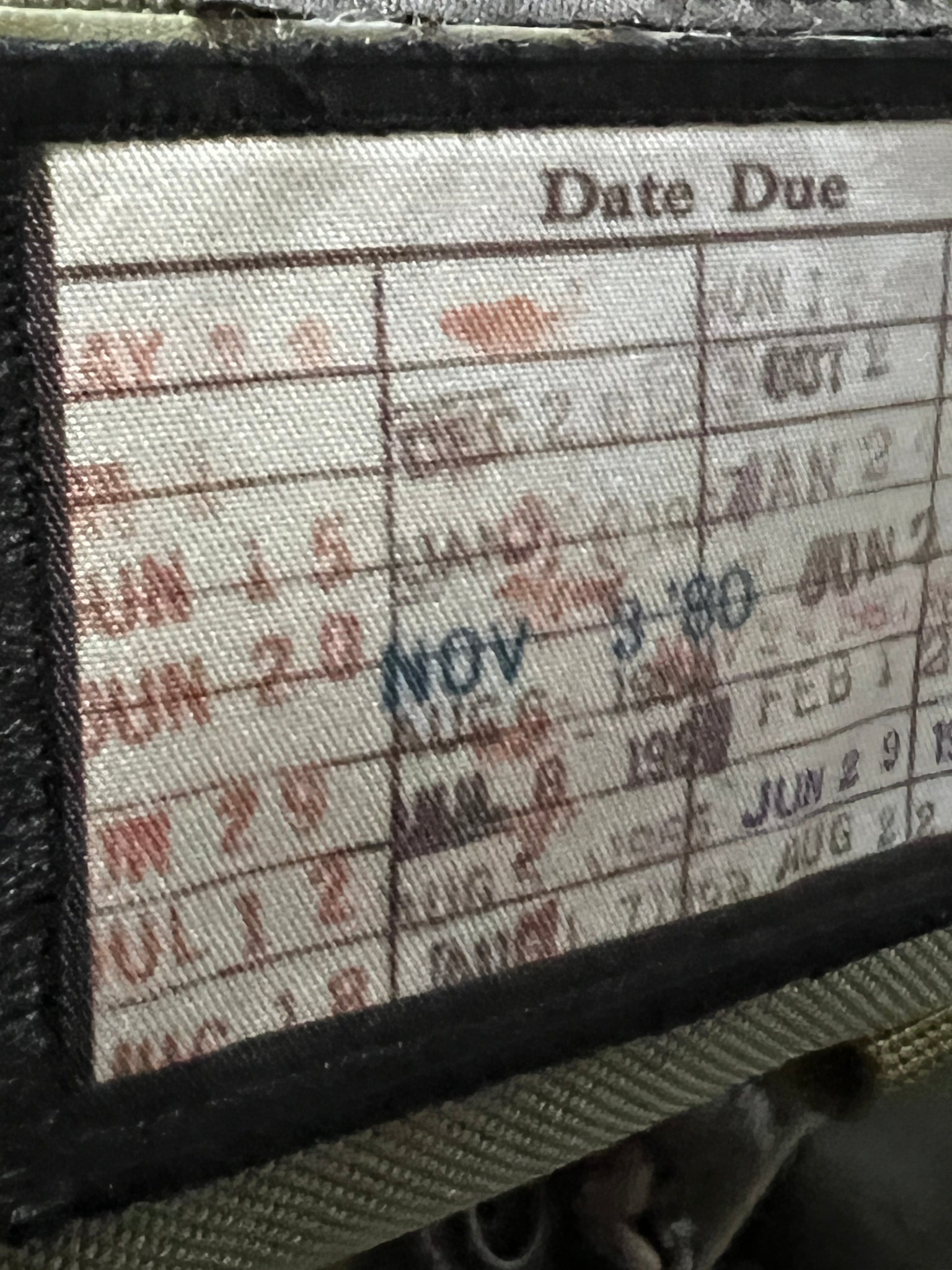 Library Due Dates Card Morale Patch 2x3