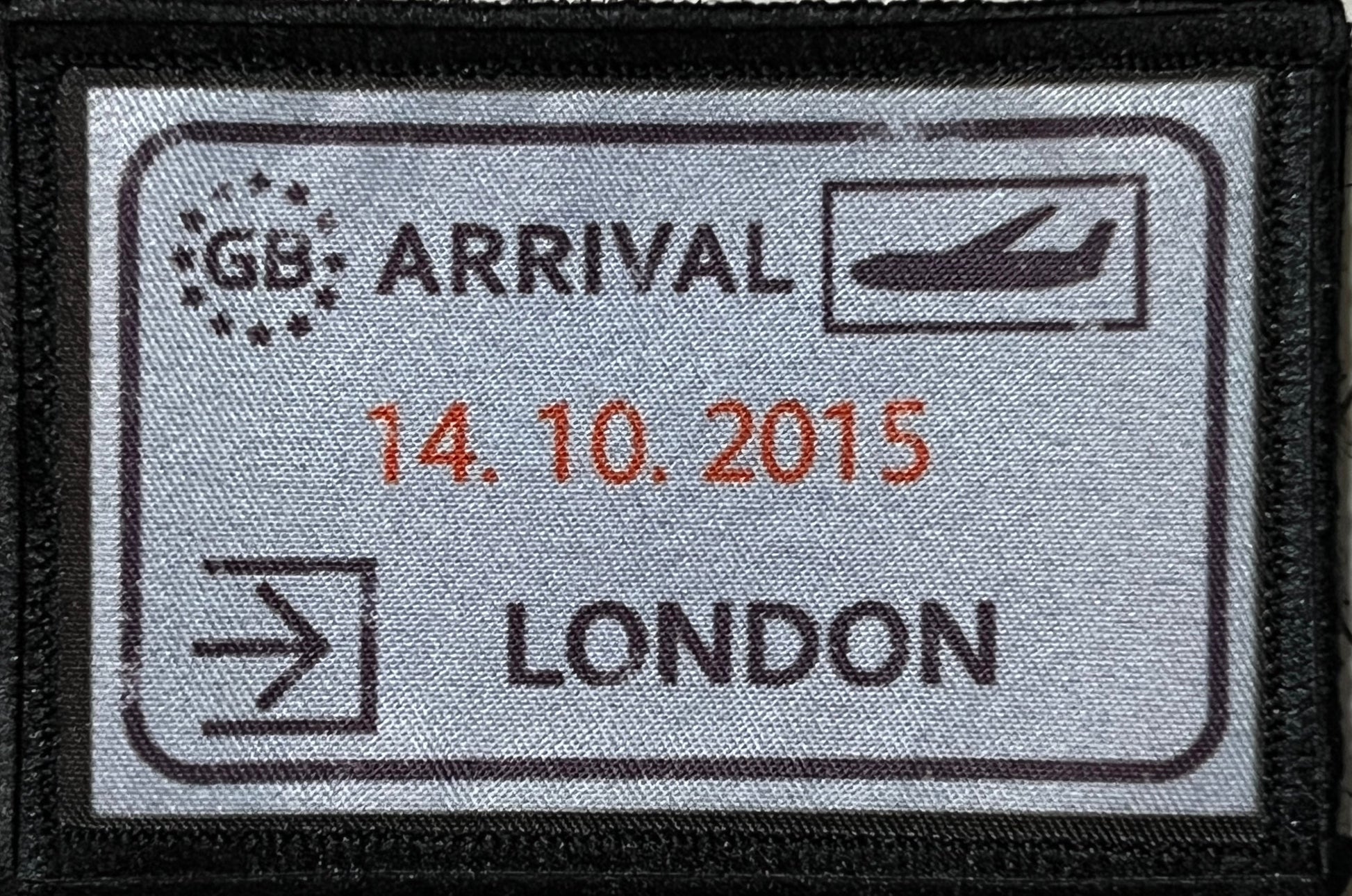 London, England Passport Stamp Morale Patch 2x3" Morale Patches Redheaded T Shirts 