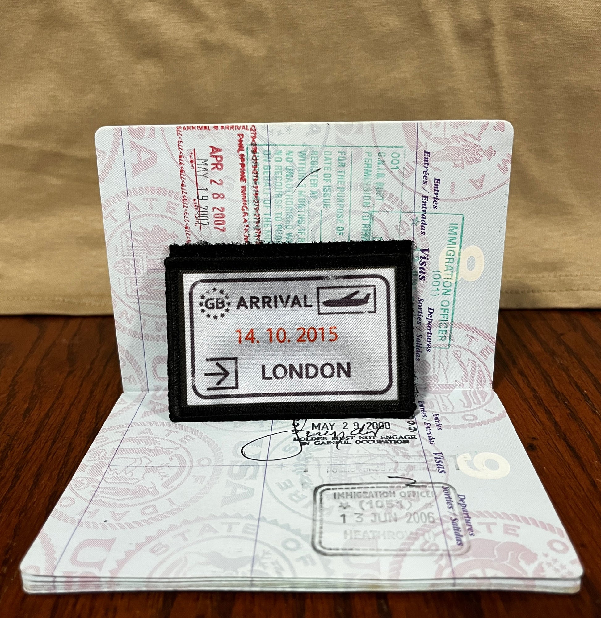 London, England Passport Stamp Morale Patch 2x3" Morale Patches Redheaded T Shirts 