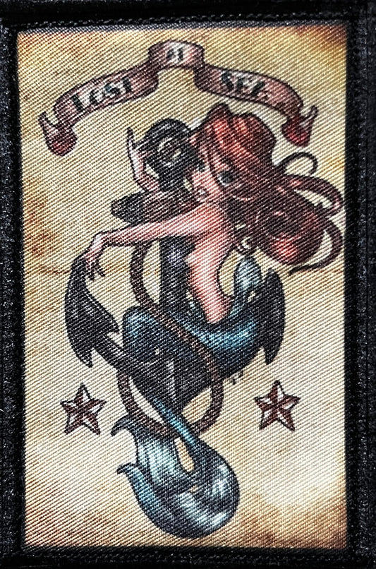 Lost at Sea Mermaid Tattoo Morale Patch Morale Patches Redheaded T Shirts 