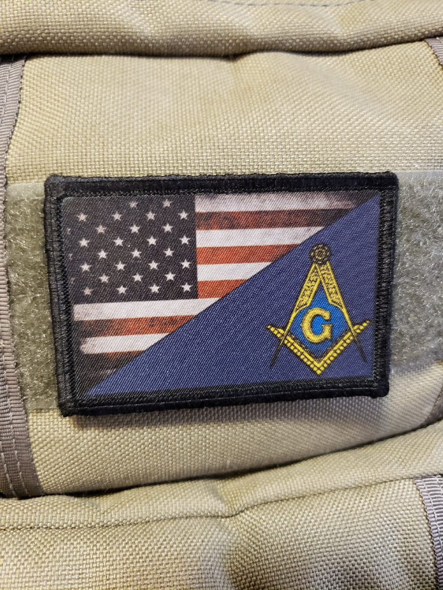 Masonic Compass / USA FLAG Morale Patch