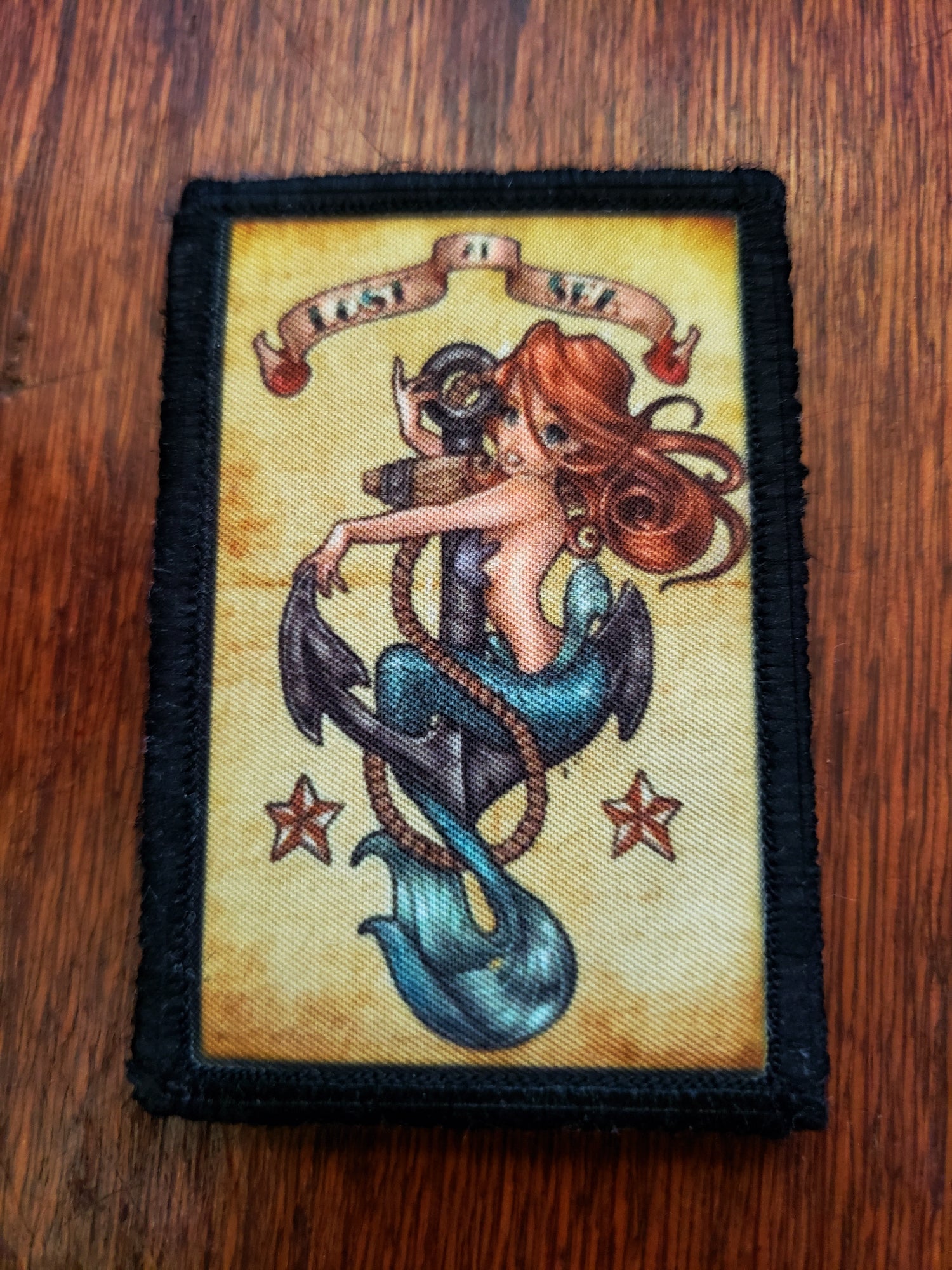 Mermaid Tattoo "Lost At Sea" Morale Patch Morale Patches Redheaded T Shirts 