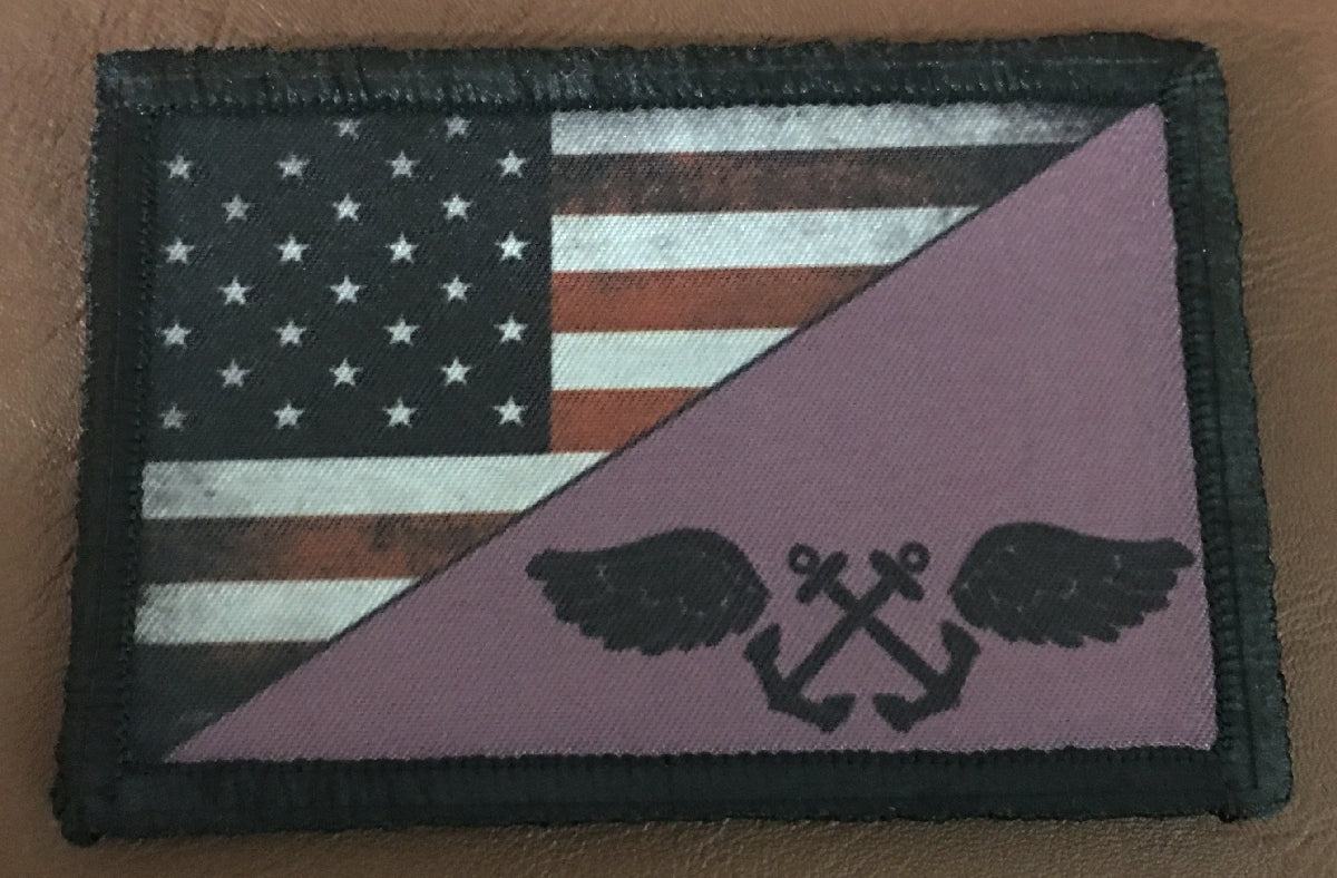 NAVY Purple Shirt USA Flag Morale Patch Morale Patches Redheaded T Shirts 