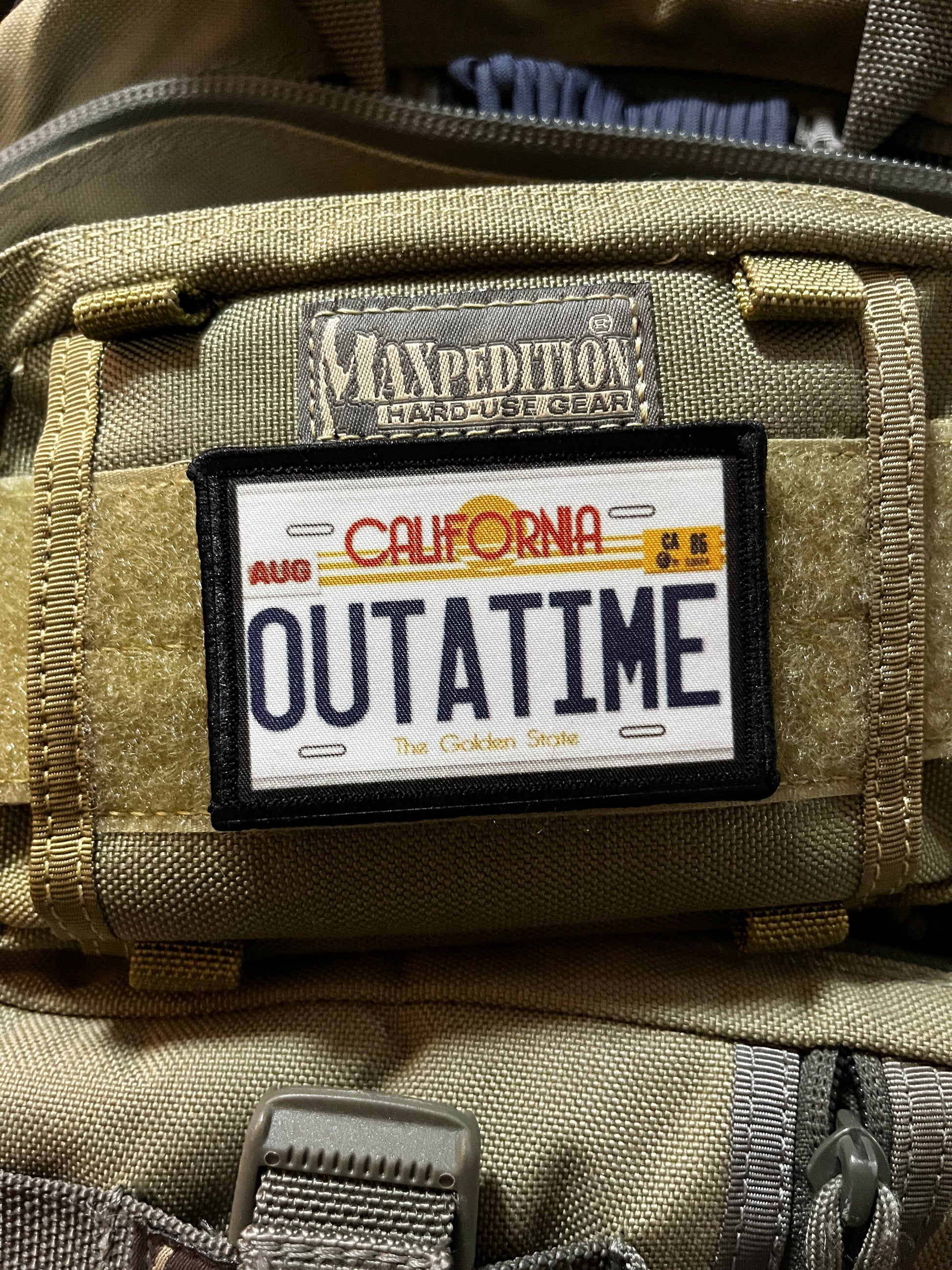 OUTATIME License Plate Morale Patch Morale Patches Redheaded T Shirts 