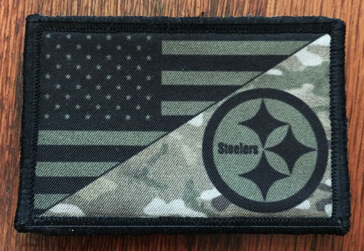 Pittsburgh Steelers USA Flag Multicam Morale Patch Morale Patches Redheaded T Shirts 