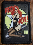 Red Hot WWII Bomber Nose Art Pin Up Girl Morale Patch Morale Patches Redheaded T Shirts 