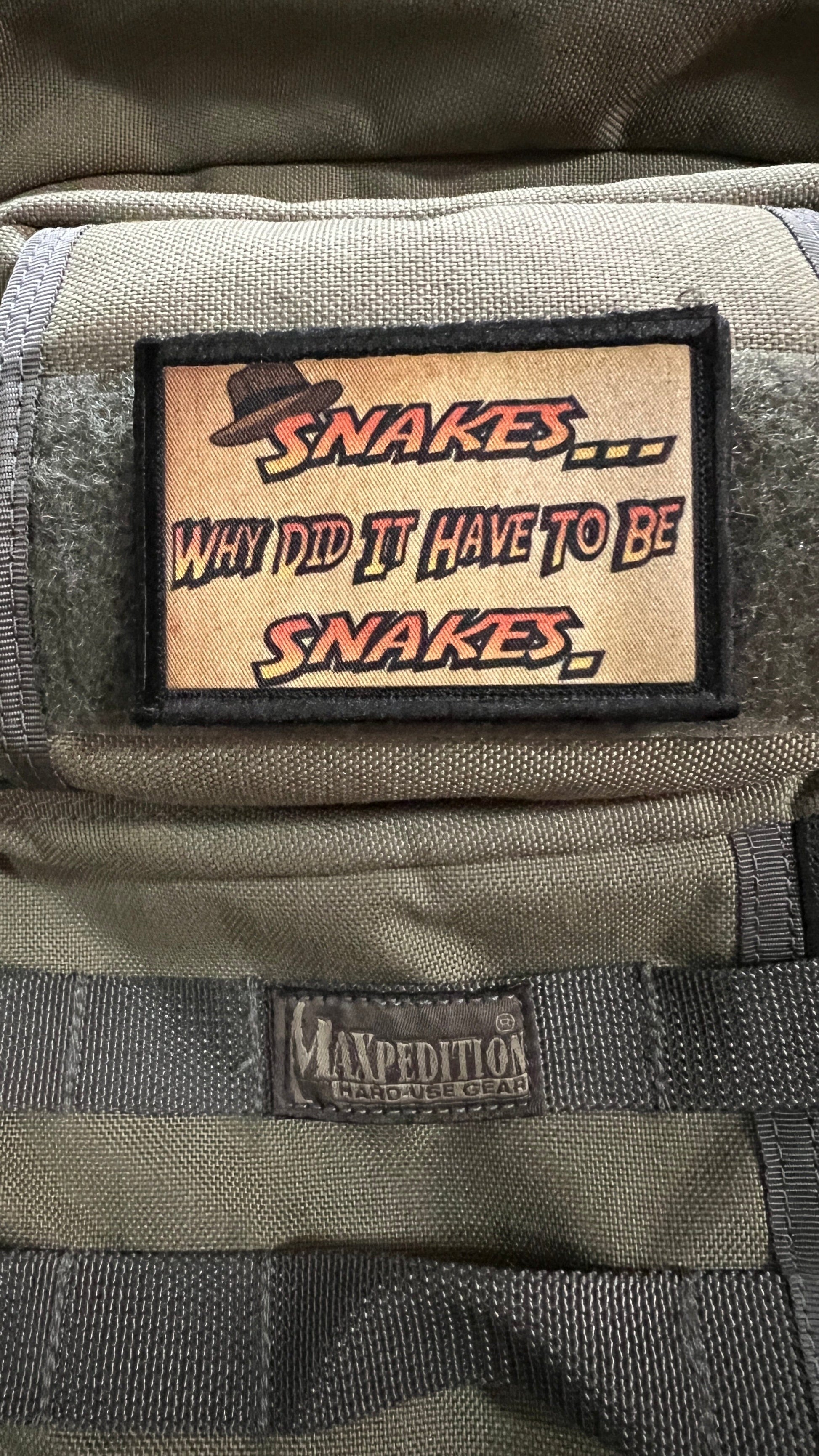 Snakes... Why Did it Have to be Snakes Indiana Jones Morale Patch Morale Patches Redheaded T Shirts 